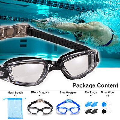 Yizerel Swim Goggles, 2 Pack Swimming Goggles for Adult Men Women Youth Kids Child