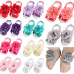 Toptim Baby Girl's Barefoot Sandals Flower for Newborn Toddlers (0-3T) (10 Colors)