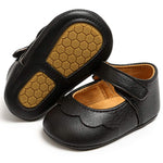 LAFEGEN Baby Girls Mary Jane Flats with Bownot Non Slip Soft Sole PU Leather Newborn Infant Toddler First Walker Cirb Dress Shoes, 6-12 Months Infant, 03 Black Baby Girl Shoes