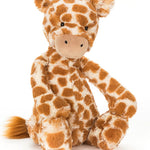 Plush giraffe toy on a white background