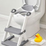 Forbena Toddler Potty Training Seat with Step Stool Ladder, Toilet Potty Seat for Baby Boys Girls Toddlers, Kids Chair Stairs with Handles and Soft Cushion (White and Grey)