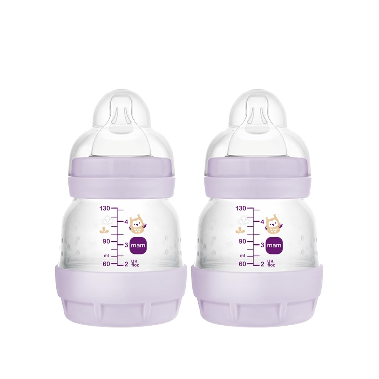 MAM Easy Start Anti-Colic Baby Bottles, Extra Slow Flow, Breastfeeding-Like Silicone Nipple Bottle, Reduces Colic, Gas, & Reflux, Easy-to-Clean, BPA-Free, Vented Baby Bottles for Newborns, 0-3 Months