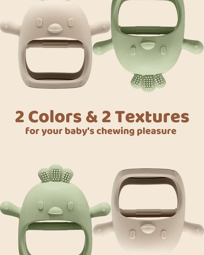 ChooKaChoo 2 Pack Baby Teething Toy Silicone Teething Mitten for Babies Over 3 Months Anti Dropping Wrist Hand Teethers Baby Chew Toys for Sucking Needs, BPA Free