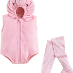 Madjtlqy Halloween Costumes Toddler Baby Boy Girl Flamingo Animal Hooded Sleeveless Romper Jumpsuit Legging Duck Outfits