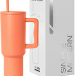 Simple Modern 40 oz Trek Tumbler with Handle and Straw Lid | Cup Holder Friendly Insulated Stainless Steel Travel Mug | Almond Birch