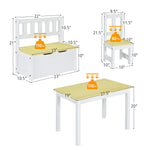 Costzon 2 in 1 Kids Table and Chair Set, Wood Activity Table with Toy Storage Bench & 2 Chairs for Children Reading, Arts, Crafts, Snack Time, Homework, Playroom, Toddler Table and Chairs (Natural)