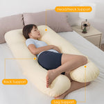 QUEEN ROSE Pregnancy Pillow, U Shaped Full Body Pillows for Sleeping Support, 55 Inch Maternity Pillow for Pregnant Women, Creamy