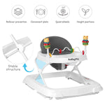 BABY JOY Baby Walker, Foldable Activity Walker with Adjustable Height, Large Tray & Removable Toys, Baby Walker with Wheels for Boys Girls 6-18 Months (Gray)