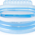 INTEX Swim Center Inflatable Family Lounge Pool: Built-In Bench – Cup Holder – 156 Gallon Capacity – 90" x 86" x 31" – Blue