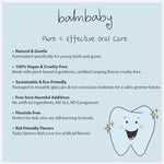 BALM! Baby Kids All Natural Fluoride Free Toothpaste with Xylitol, SLS Free, Vegan, Gluten Free, BPA Free, Zero Waste, Mint, 2 fl oz