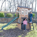 KidKraft Cliffbrook Wooden Outdoor Two-Story Playhouse with Slide