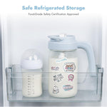 Papablic Glass Breastmilk Pitcher, Fast Baby Formula Maker with Mixing Handle Lid, Wide Mouth Mason Jar Breast Milk Storage Container with Flip-Lock Spout, BPA-Free, Baby Registry Search Items, Blue