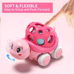 xFFFun 4 Set Toy Cars for Toddler Girl, Toddlers Push Car Toys Pink, Rattles Push and Go Truck, Birthday Presents for Twin Girls 3 + Year Old Twins Gift Ideas