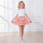 Neutocd Toddler Girls Skirt 4-Layer Ruffle Skort for School Summer Built in Shorts Cotton Skirts for Girls 18M-6Y