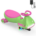FanttikRide 12V N7 Pro Electric Wiggle Car with Pedal, Rechargeable Battery, CyberWiggle, 2 in 1 Swing Car, 2 Speed, Anti-Rollover, Flashing Wheels, Bluetooth, for Ages 3 and Up, 150 Lbs, Pink