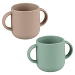 Mintlyfe Pack of 2 Silicone Drinking Mug Cup for Toddlers Kids (Natural/Cambridge Blue)