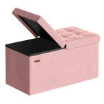 SONGMICS Mazie Collection - 30 Inches Storage Ottoman, Foldable Storage Bench with Flipping Lid, 660 lb Load Capacity, for Entryway, Living Room, Bedroom, Velvet Fabric, Jelly Pink ULSF048SA03