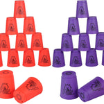 yeesport Sport Stacking Cups, 24pcs Sports Stacking Cups Sport Training Game for Challenge Competition Travel Party Gift for Kids and Adults (Purple & Red)