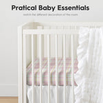 Horaldaily 2 Pack Fitted Crib Sheet for Boys Girls,Soft Breathable Washable Jersey Microfiber Baby Crib Sheet, Fits Standard Size Crib Mattress 28in x 52in, Floral Plaid Nursery Sheet Pink/White
