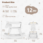 labebe - Wooden Rocking Horse, Baby Wooden Ride On Toys for 12M+, White Rocker Toy with Removable Fence, Toddler Riding Toy Indoor/Outdoor, Nursery Birthday Gift