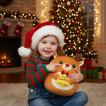 Christmas Reindeer Stuffed Animal, Cute Santa Stuffed Reindeer Plush Toys Decoration, Soft Christmas Deer stuffy Gifts for Kids Girls Baby Teens, Xmas Deer Plush Elk Pillow Home Party Decor