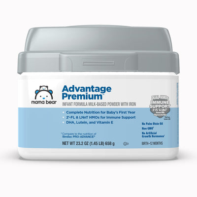 Amazon Brand - Mama Bear Advantage Premium Baby Formula Powder, 2'-FL HMO, LNnT HMOs for Immune Support, Non-GMO, 34 oz (Pack of 1)