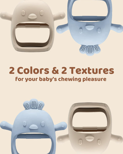 ChooKaChoo 2 Pack Baby Teething Toy Silicone Teething Mitten for Babies Over 3 Months Anti Dropping Wrist Hand Teethers Baby Chew Toys for Sucking Needs, BPA Free
