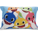 Baby Shark 4-Piece Toddler Bed Set including Super Soft Matching Sheets Set, Pillowcase, and Reversable Comforter For Boys and Girls - (Offical Product)