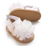 Covvoliy Infant Baby Girls Sandals PU Leather Non-slip Open Toe Summer Sandals Flower Toddler First Walkers Shoes (White Flower, 0_months-6_months)