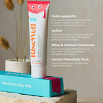 RiseWell Mineral Toothpaste for Kids - Hydroxyapatite Toothpaste with Xylitol for Teeth Protection - Made by Dentists, SLS Free, Safe to Swallow, Gentle and All Natural - Cake Batter Flavor, 3.4 Oz