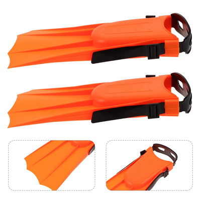 Healvian Diving Foot Flippers Swimming Fins for Adults, Adjustable Orange Scuba Flippers with Comfortable Fit, Sizes 30-36, Snorkeling and Water Sports Training Equipment