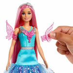Barbie A Touch of Magic Fashion Doll, Malibu with Wing-Detailed Dress, 7-inch Long Colorful Hair, 2 Fantasy Pets & Accessories