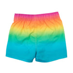 RUGGEDBUTTS Boys UPF50+ Sun Protection Striped Color Block Swim Trunks - Neon Sunset, 3T