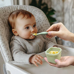 Silicone Baby Food Containers, 4 oz Reusable Baby Food Storage Jars with Lids, Perfect for Infant & Toddler (Powder Rose+Dusty Lilac)