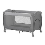 Hauck Sleep N Play Go Plus Portable Baby Travel Cot with Wheels, Mattress, Large Viewing Windows, and Side Exit for Babies and Toddlers, Gray