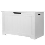 Saturnpower 30 inches Kids Wooden Toy Chest Storage Space with 2 Safety Hinge Modern Decorative Toys Bench Box for Playroom Bedroom Living Room (White)