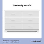 Storkcraft Brookside 6-Drawer Dresser (White) – GREENGUARD Gold Certified, White Dresser for Bedroom, Kids & Nursery Storage Chest, Safety Interlocking Drawers, Pre-Installed Tracks, Kids Chest