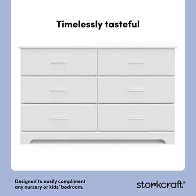 Storkcraft Brookside 6-Drawer Dresser (White) – GREENGUARD Gold Certified, White Dresser for Bedroom, Kids & Nursery Storage Chest, Safety Interlocking Drawers, Pre-Installed Tracks, Kids Chest