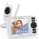 OKAIDI Baby Monitor with Camera and Audio, 3.2" IPS Screen Video Baby Monitor, 1000ft Transmission Range Baby Monitor Camera, Baby Monitor No WiFi, Infrared Night Vision, VOX Mode, Powerful Battery