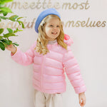 XMWEALTHY Baby Boys Girls Winter Coats Toddler Light Puffer Down Jacket Infant Kids Bear Hoods Padded Outwear Pink 2T