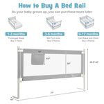 BABY JOY Bed Rail for Toddlers, 77'' Extra Long, Height Adjustable & Foldable Baby Bed Rail Guard w/Storage Pocket & Double Safety Child Lock for Kids Twin Double Full Size Queen King Mattress (Gray)