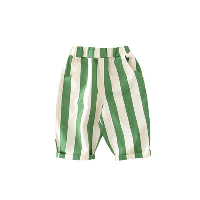 ASFGIMUJ Baby Boy Girl Casual Bug Pants Toddler Striped Elastic Waist Bloomers Pants Cotton Casual Soft Trousers 12-18 Months A03-Green