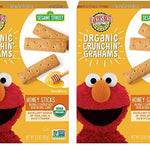 Earth's Best Organic Kids Snacks, Sesame Street Toddler Snacks, Organic Crunchin' Grahams for Toddlers 2 Years and Older, Honey Sticks with other Natural Flavors, 5.3 oz Box (Pack of 2)
