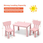 Costzon Kids Table and Chairs, 3 Piece Plastic Easy Clean Children Activity Desk for Reading, Drawing, Snack Time, Arts Crafts, Preschool, Kindergarten & Playroom, Toddler Table and Chair Set (Pink)