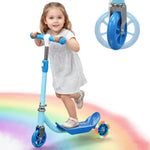 Kick Scooters for Kids 3-5 5-7 Years Age - Handlebars Flexible Steer,Height Adjustable,Stable Light Up Three Wheeled Toddler Scooter for Boy & Girl,Indoor Outdoor Kid Child Toy Gift - Blue