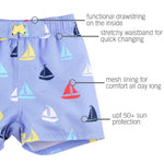 RUGGEDBUTTS Boys UPF50+ Sun Protection Novelty Swim Trunks - Down by The Bay, 18-24m