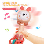 BIBEBRE Musical Rabbit Light-Up Toy and Teething Ring for Toddlers Sensory Chew and Fine Motor Skills Toy Baby Rattle and Teething Toys for 6 12 18 Month Babies (Rabbit)