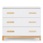 dadada LaLa 3 Drawer Dresser for Nursery - Modern Design, Deep Drawers, Baby-Safe Finish, Anti-Tip Safety, Durable Construction, Maximum Storage Small for Spaces, 39"W x 34"H x 19"D. (White+Natural)