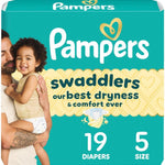 Pampers Swaddlers Diapers, Size 5 (20-37 lbs), 132 Count, Absorbent, Keeps Baby Dry and Comfortable, Skin Safe Disposable Baby Diaper (Packaging May Vary)