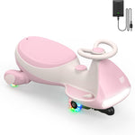 FanttikRide 12V N7 Pro Electric Wiggle Car with Pedal, Rechargeable Battery, CyberWiggle, 2 in 1 Swing Car, 2 Speed, Anti-Rollover, Flashing Wheels, Bluetooth, for Ages 3 and Up, 150 Lbs, Pink